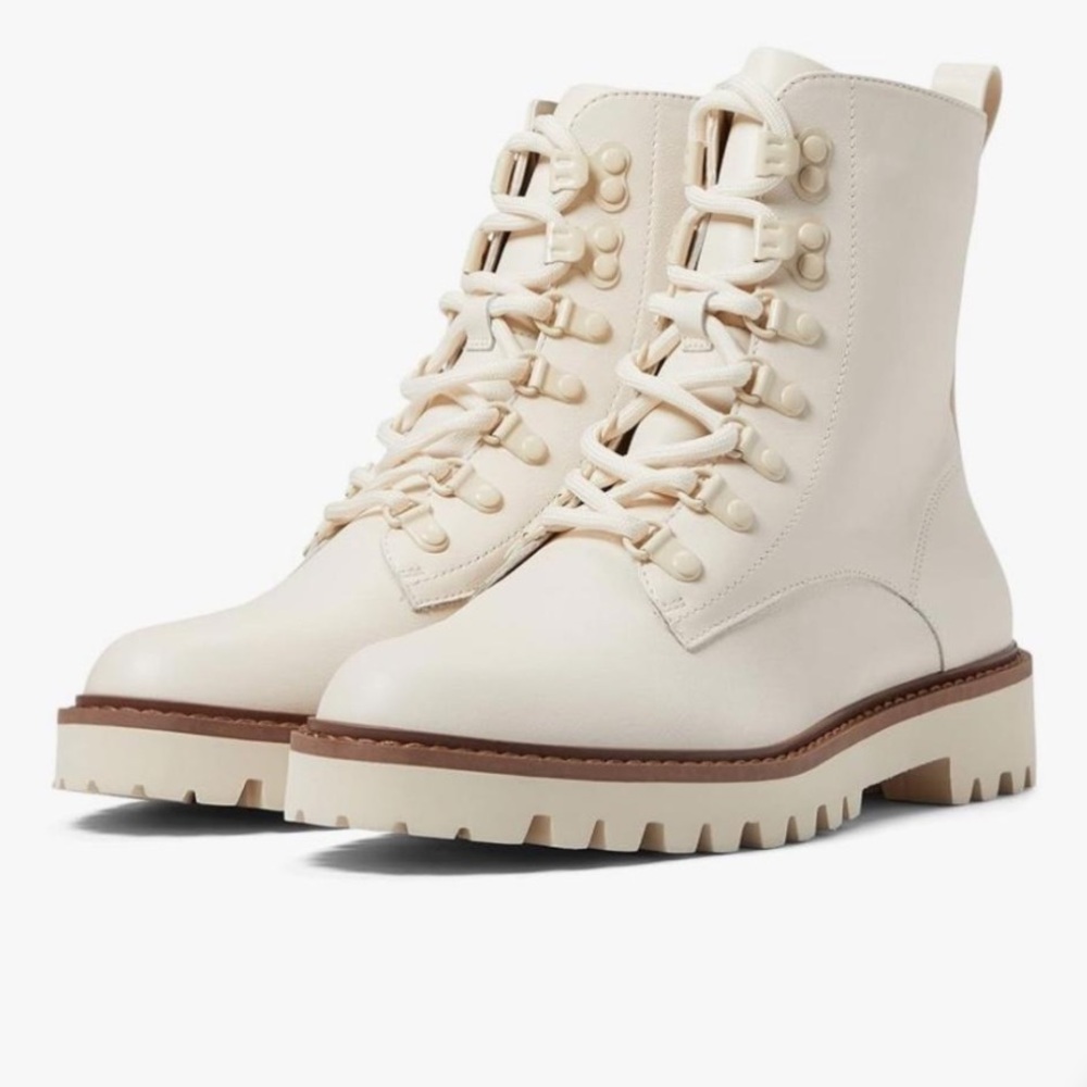 Sanctuary combat style cream boots